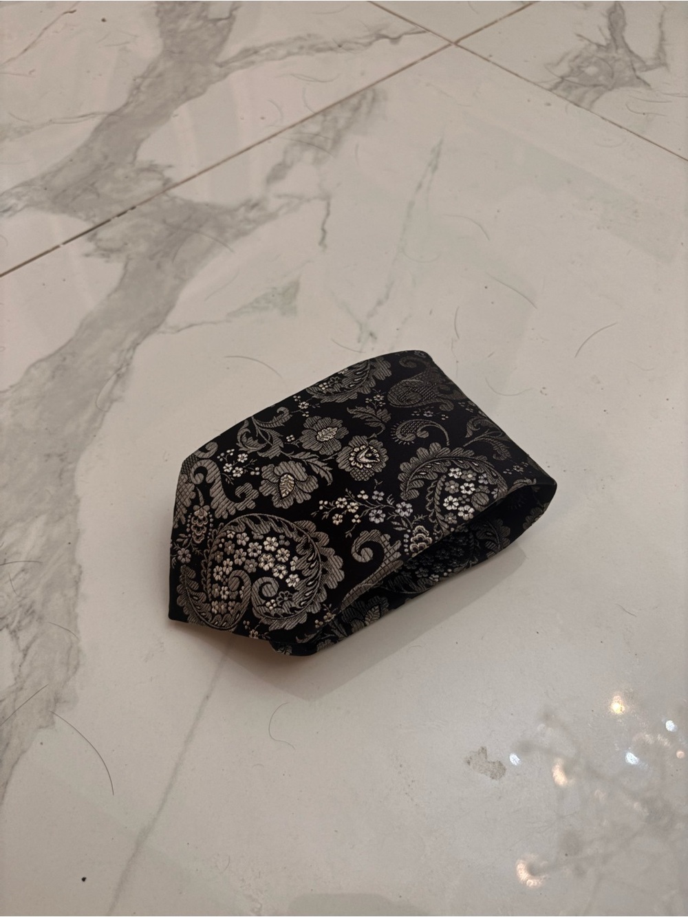 OXXFORD CLOTHES Tie (Black/Silver, Silk)